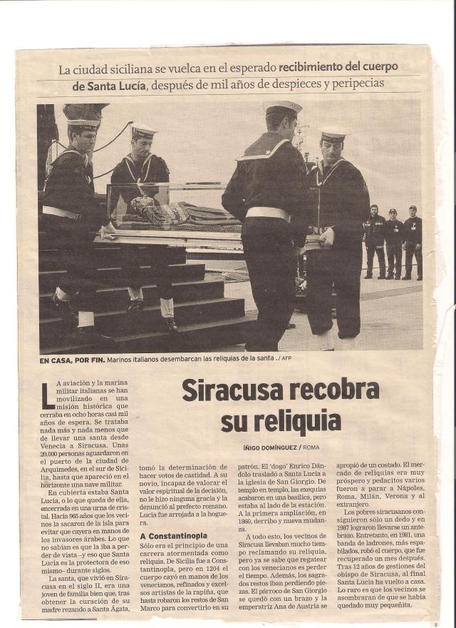 Traslado de Santa Lucía de Siracusa - IDEAL